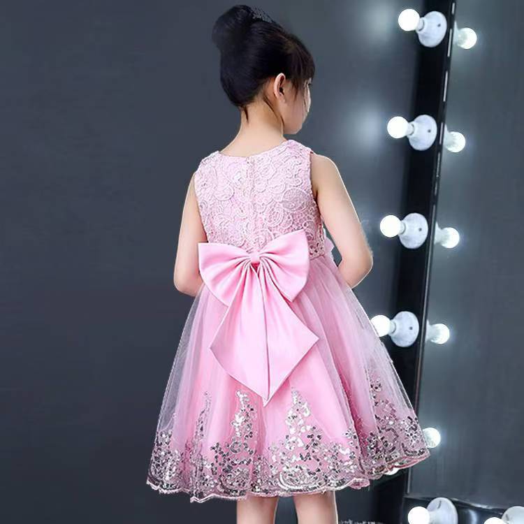 Children Birthday Holiday clothing baby princess dress Girls bow lace kids birthday Party dress