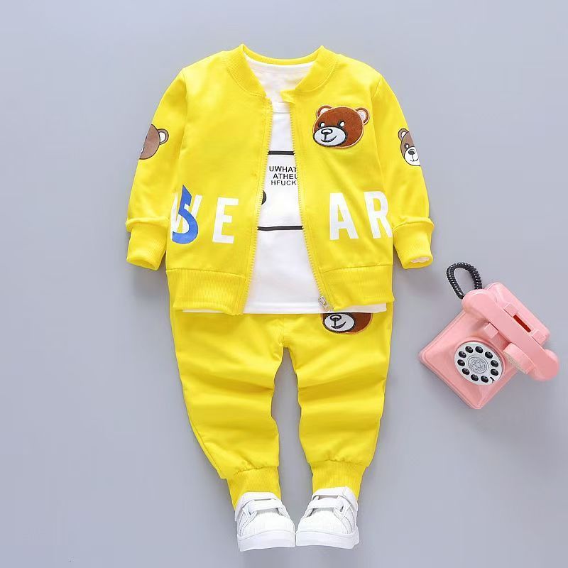 3 Pcs Set Autumn Kids Coat Jacket+T Shirt+Pants Children Sport Suits Boys Clothes