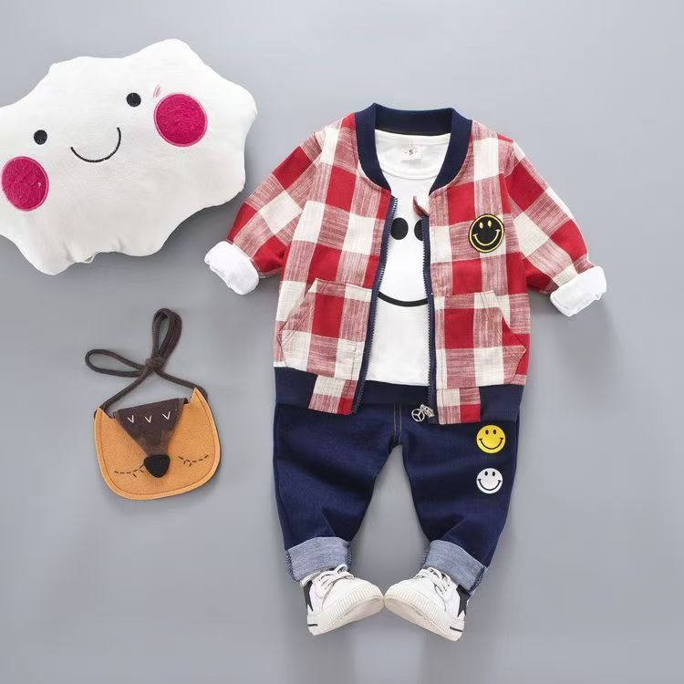 3 Pcs Set Autumn Kids Coat Jacket+T Shirt+Pants Children Sport Suits Boys Clothes