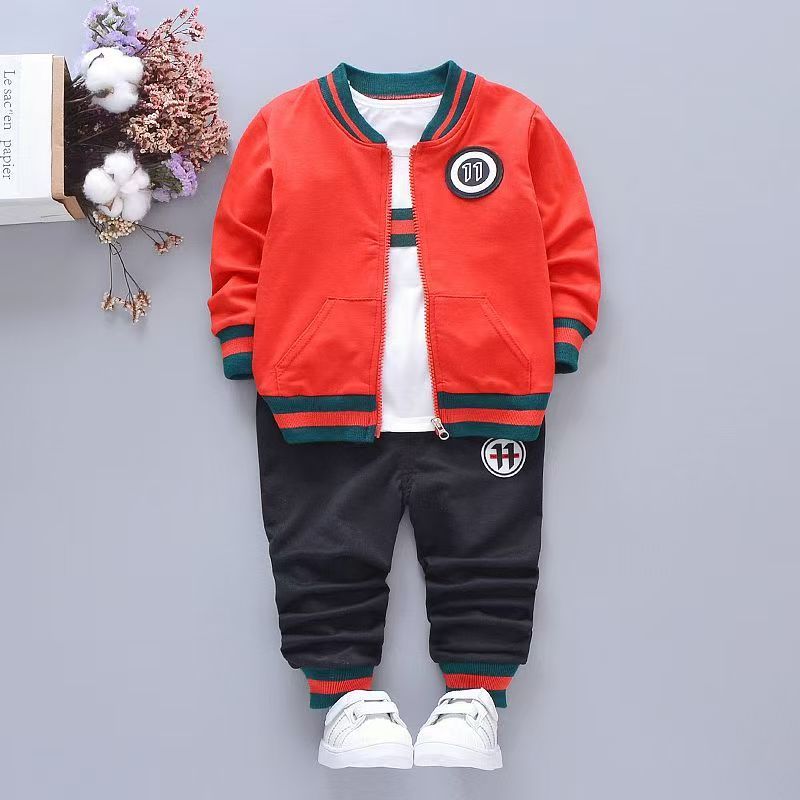 3 Pcs Set Autumn Kids Coat Jacket+T Shirt+Pants Children Sport Suits Boys Clothes