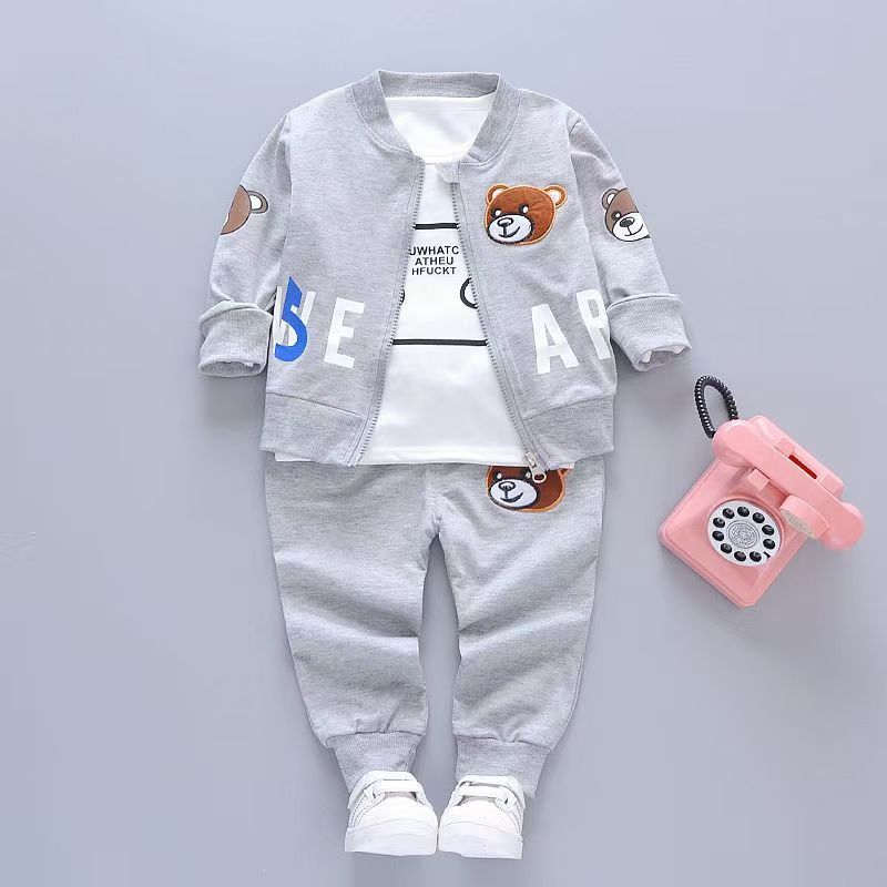 3 Pcs Set Autumn Kids Coat Jacket+T Shirt+Pants Children Sport Suits Boys Clothes