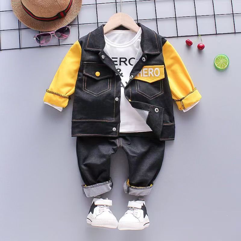 3 Pcs Set Autumn Kids Coat Jacket+T Shirt+Pants Children Sport Suits Boys Clothes