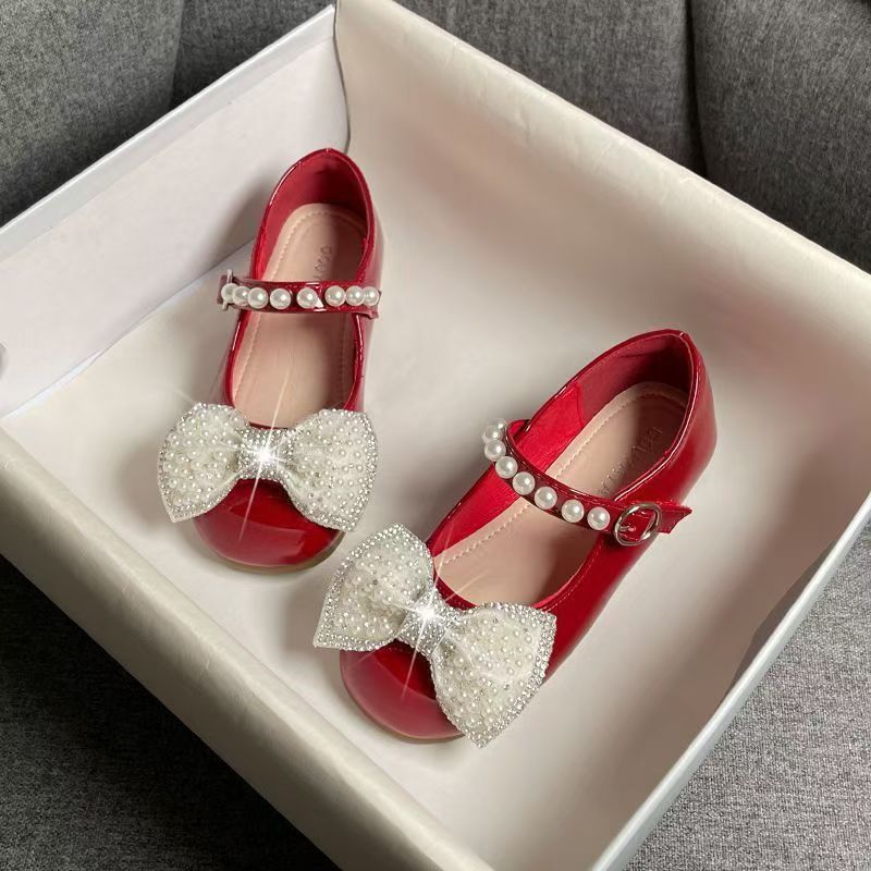 Girls small shoes summer soft-soled Princess Sandals, autumn new children's bow diamond single shoes shoes