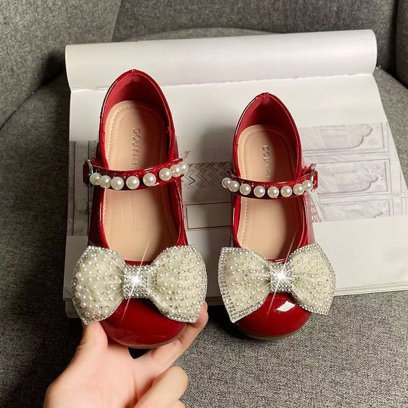 Girls small shoes summer soft-soled Princess Sandals, autumn new children's bow diamond single shoes shoes