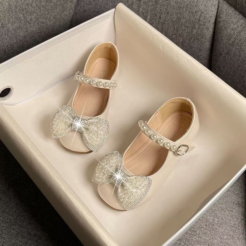 Girls small shoes summer soft-soled Princess Sandals, autumn new children's bow diamond single shoes shoes