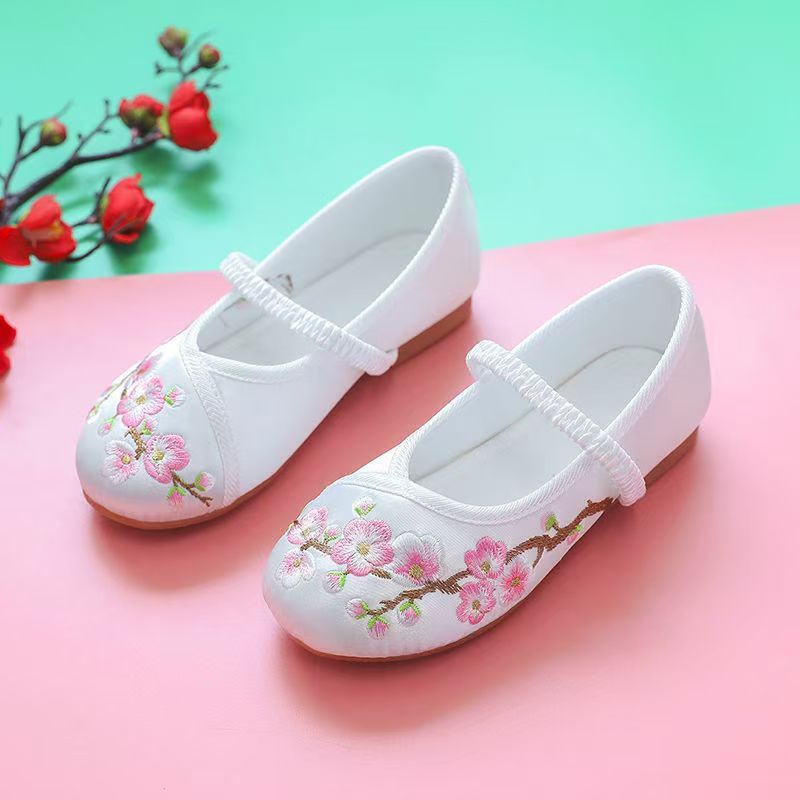 Hanfu shoes girls Chinese style children embroidered shoes ethnic antique baby little princess costume old Beijing cloth shoes