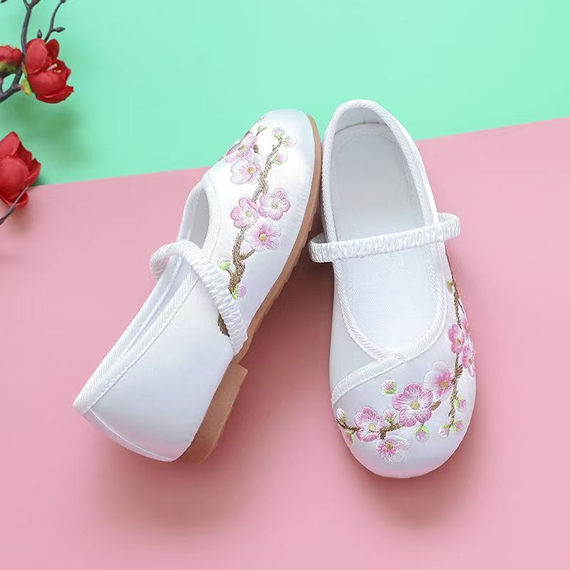Hanfu shoes girls Chinese style children embroidered shoes ethnic antique baby little princess costume old Beijing cloth shoes