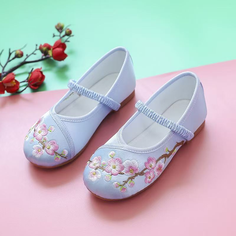 Hanfu shoes girls Chinese style children embroidered shoes ethnic antique baby little princess costume old Beijing cloth shoes