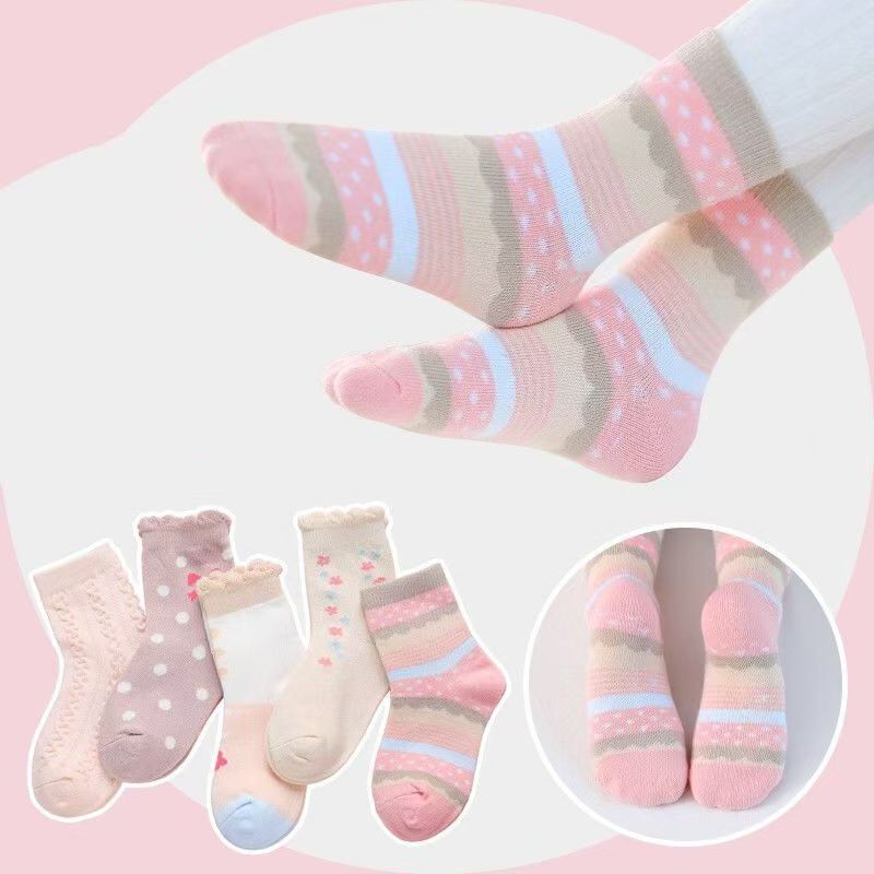 5Pairs/lot Baby girl socks rubber anti slip floor cartoon kids Toddlers autumn spring Fashion newborn socks boy girl socks