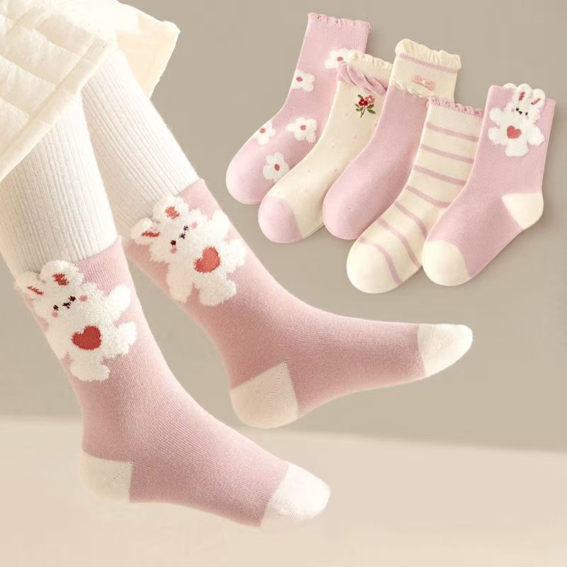 5Pairs/lot Kids Socks Spring Summer Cotton Girls Socks Cute Flowers Pattern for Children Baby Little Girl Clothing Accessories boy girl socks