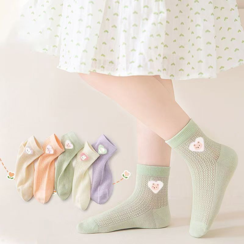 5Pairs/lot Kids Socks Spring Summer Cotton Girls Socks Cute Flowers Pattern for Children Baby Little Girl Clothing Accessories boy girl socks