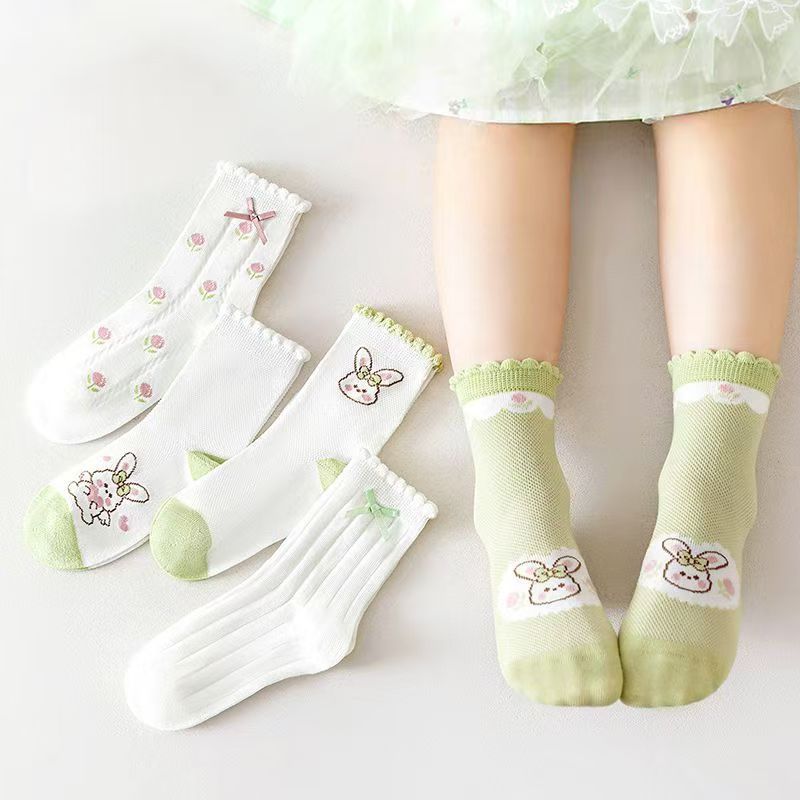 5Pairs/lot Kids Socks Spring Summer Cotton Girls Socks Cute Flowers Pattern for Children Baby Little Girl Clothing Accessories boy girl socks