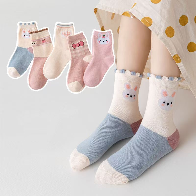 5Pairs/lot Kids Socks Spring Summer Cotton Girls Socks Cute Flowers Pattern for Children Baby Little Girl Clothing Accessories boy girl socks