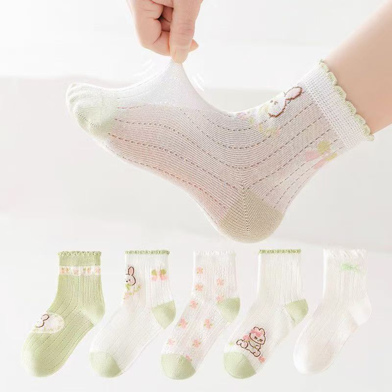 5Pairs/lot Kids Socks Spring Summer Cotton Girls Socks Cute Flowers Pattern for Children Baby Little Girl Clothing Accessories boy girl socks