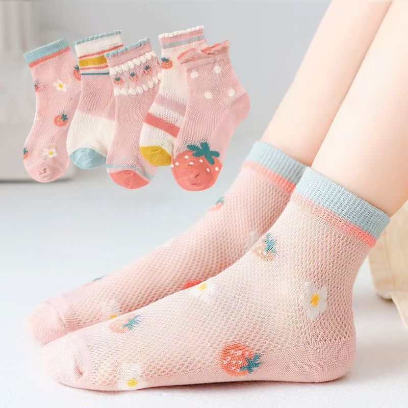 5Pairs/lot Kids Socks Spring Summer Cotton Girls Socks Cute Flowers Pattern for Children Baby Little Girl Clothing Accessories boy girl socks