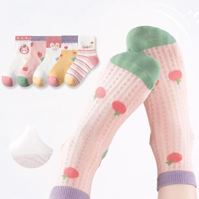 5Pairs/lot Kids Socks Spring Summer Cotton Girls Socks Cute Flowers Pattern for Children Baby Little Girl Clothing Accessories boy girl socks