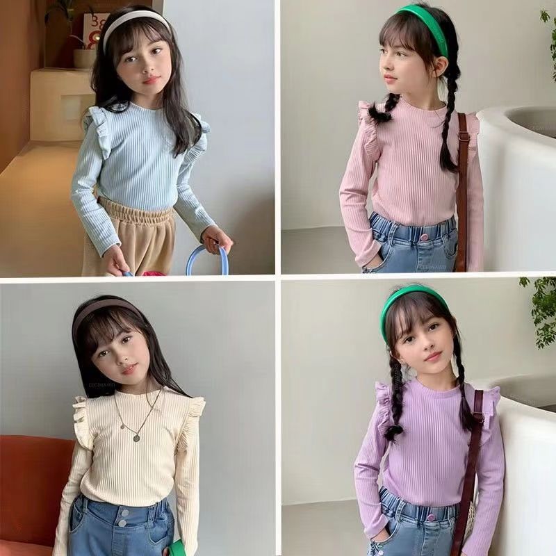 Girls undershirt spring and autumn children's long-sleeved T-shirt little girl put on a girl's sweater fashionable autumn dress baby dress