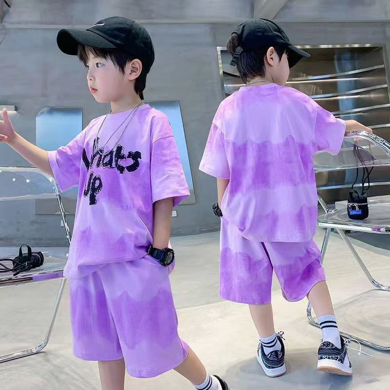 2 pieces set Casual Set Toddler Kids Boys Plant Printing T Shirt Tops+Shorts 2PCS Set Boy Clothes