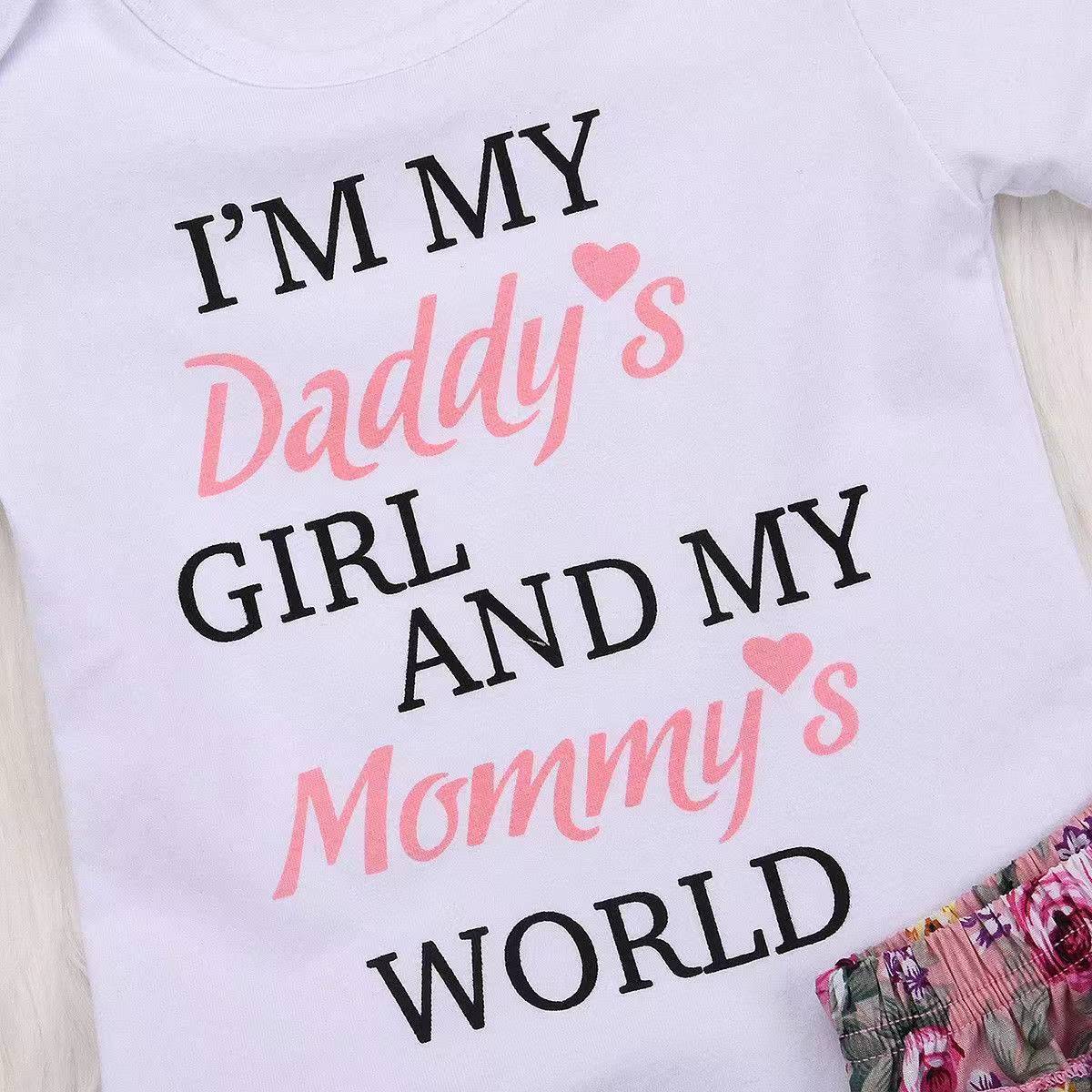 Newborn baby 3PCS Baby Girls Pure color Romper+ Flowers print Shorts+ Headband Clothing suit girl clothes