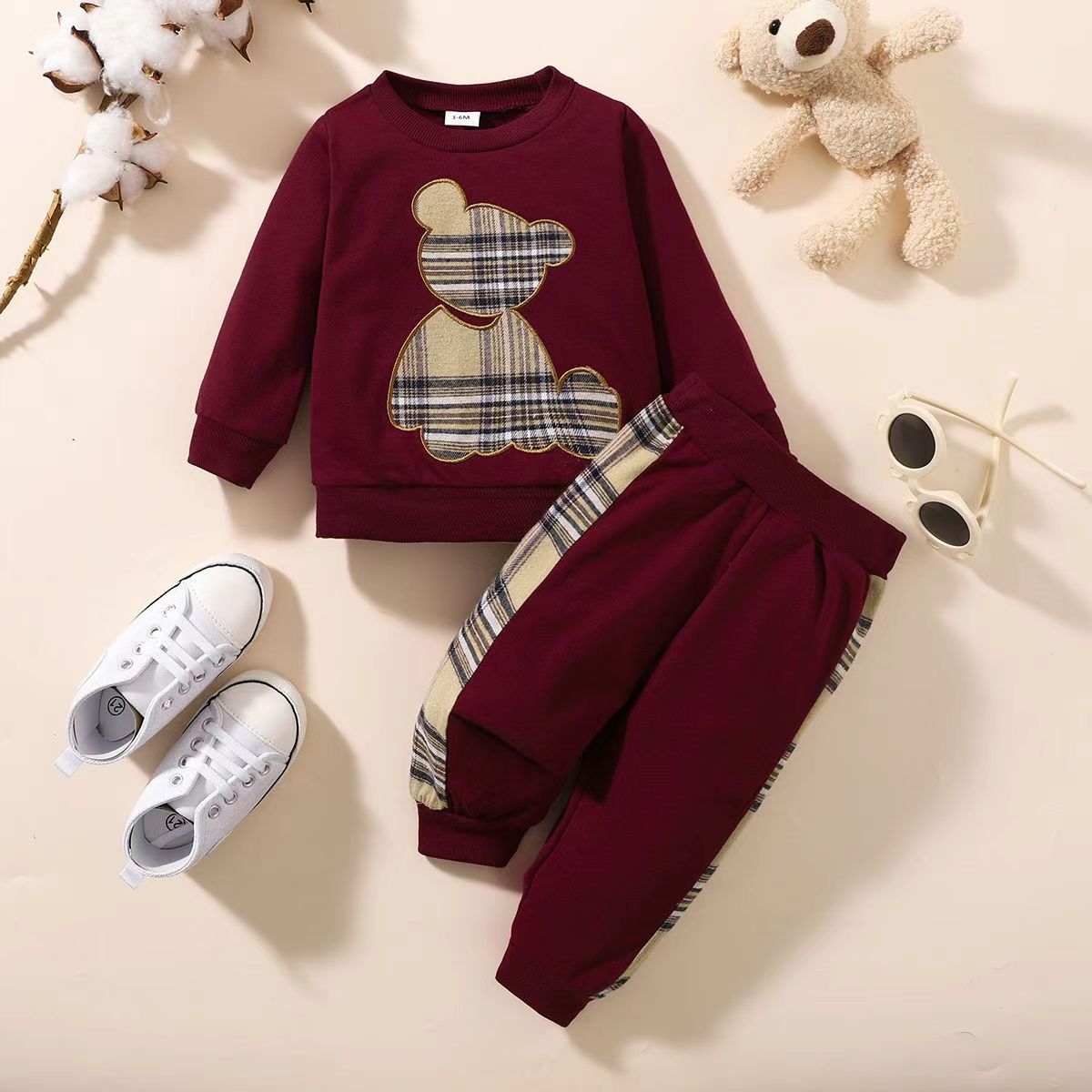 2 piece set New Baby Clothes Baby long-sleeved outside wearing sportswear baby two-piece western style sweater set Hoodie + pants