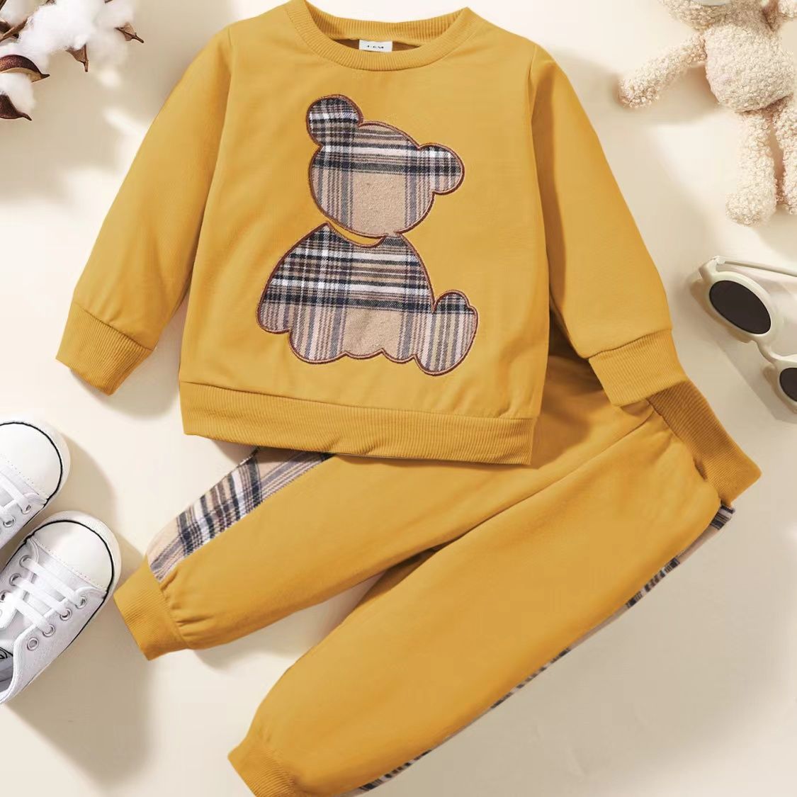 2 piece set New Baby Clothes Baby long-sleeved outside wearing sportswear baby two-piece western style sweater set Hoodie + pants