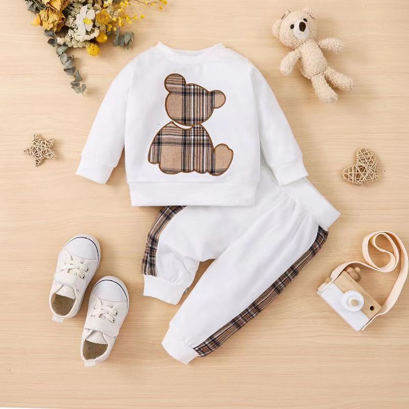2 piece set New Baby Clothes Baby long-sleeved outside wearing sportswear baby two-piece western style sweater set Hoodie + pants