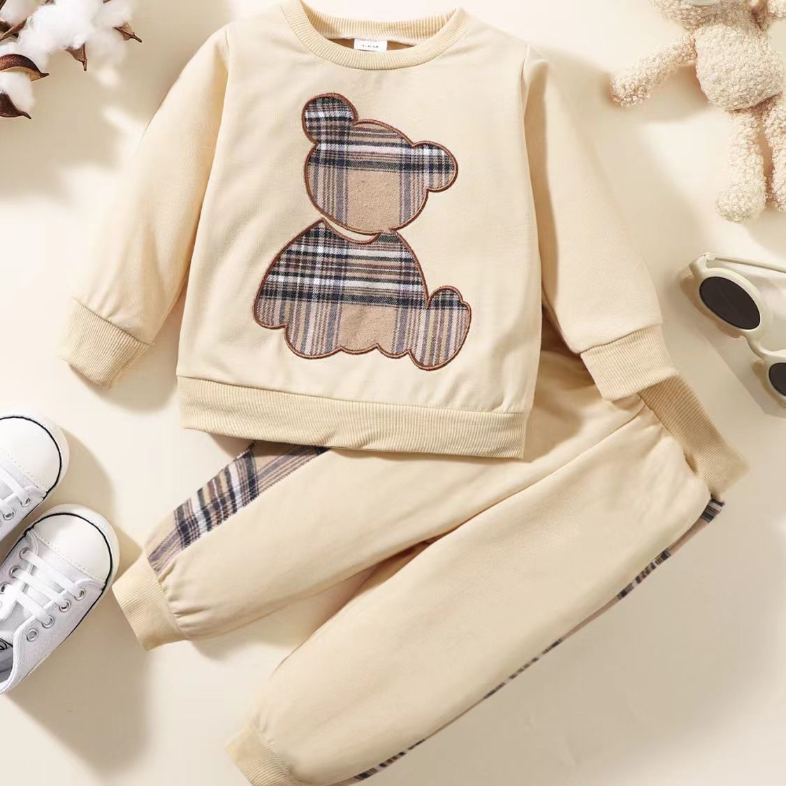 2 piece set New Baby Clothes Baby long-sleeved outside wearing sportswear baby two-piece western style sweater set Hoodie + pants