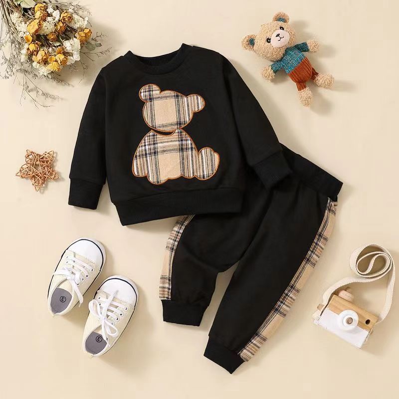2 piece set New Baby Clothes Baby long-sleeved outside wearing sportswear baby two-piece western style sweater set Hoodie + pants
