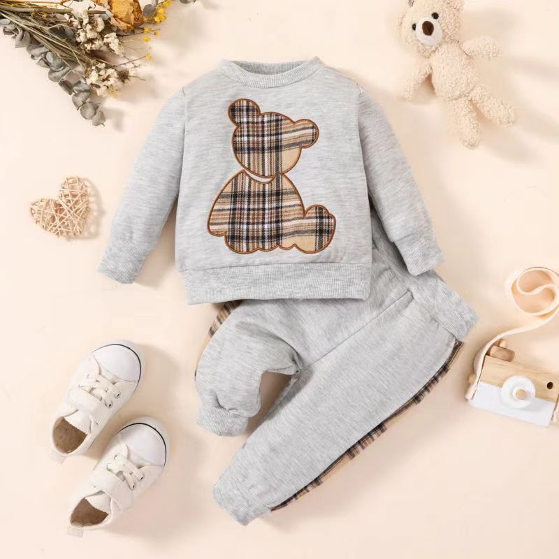 2 piece set New Baby Clothes Baby long-sleeved outside wearing sportswear baby two-piece western style sweater set Hoodie + pants