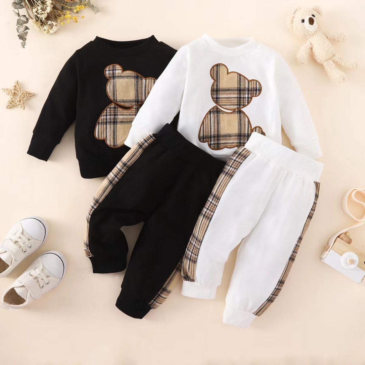 2 piece set New Baby Clothes Baby long-sleeved outside wearing sportswear baby two-piece western style sweater set Hoodie + pants