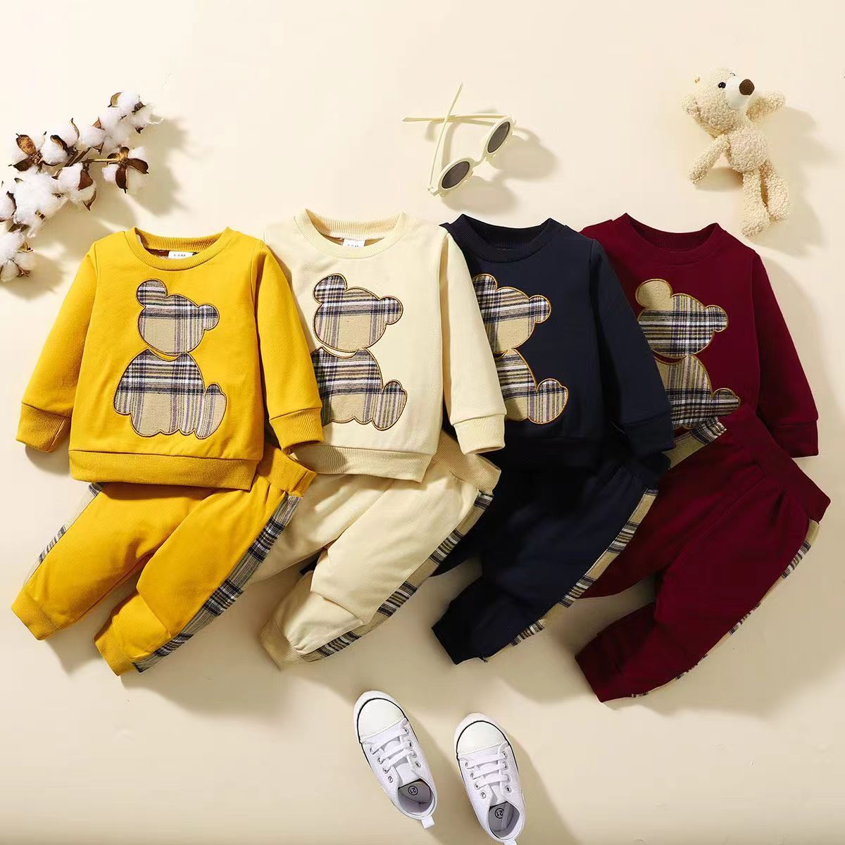 2 piece set New Baby Clothes Baby long-sleeved outside wearing sportswear baby two-piece western style sweater set Hoodie + pants
