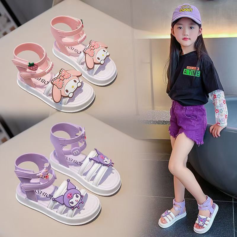 Girl Bow Dress ShoesChildren Girls Summer Cute Sandals Beach Dress Shoes Princess Fashion High Heels Tassel School Shoes