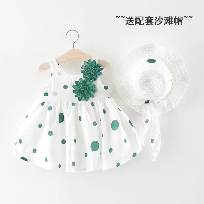 1-10y Girl elegant flower princess dress kids wedding dress party dress performance clothes with hat together