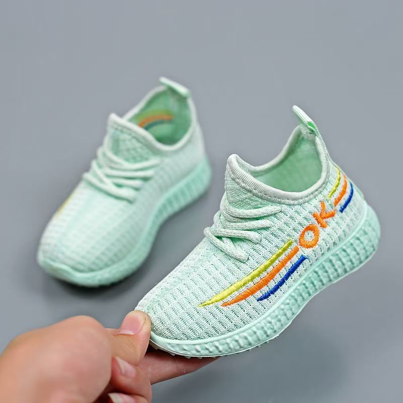 Summer mesh woven children's sports shoes for girls and boys; spring and autumn breathable leisure shoes for babies; coconut mesh upper shoes