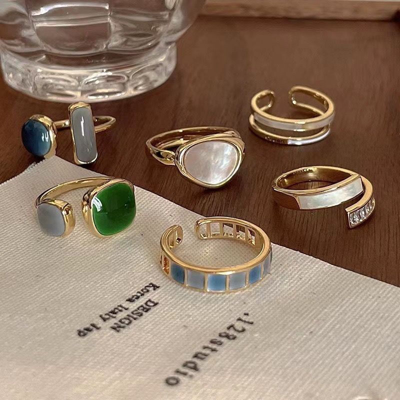 Open Rings Moonstone Heart Finger Rings For Women Girls Kpop Sweet Cool Trendy Aesthetic Jewelry Gifts
