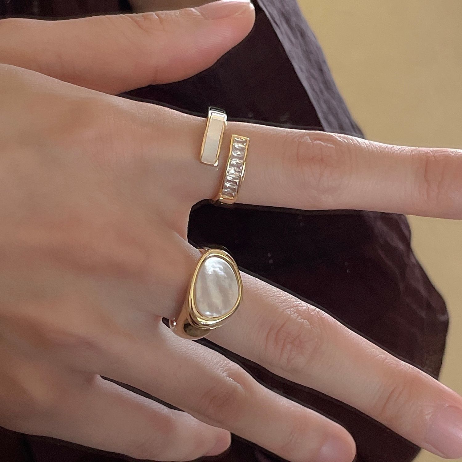 Open Rings Moonstone Heart Finger Rings For Women Girls Kpop Sweet Cool Trendy Aesthetic Jewelry Gifts