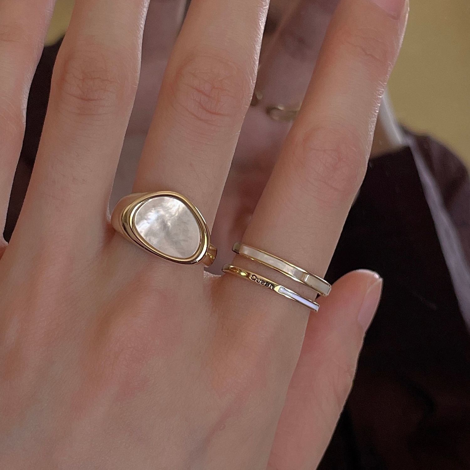 Open Rings Moonstone Heart Finger Rings For Women Girls Kpop Sweet Cool Trendy Aesthetic Jewelry Gifts