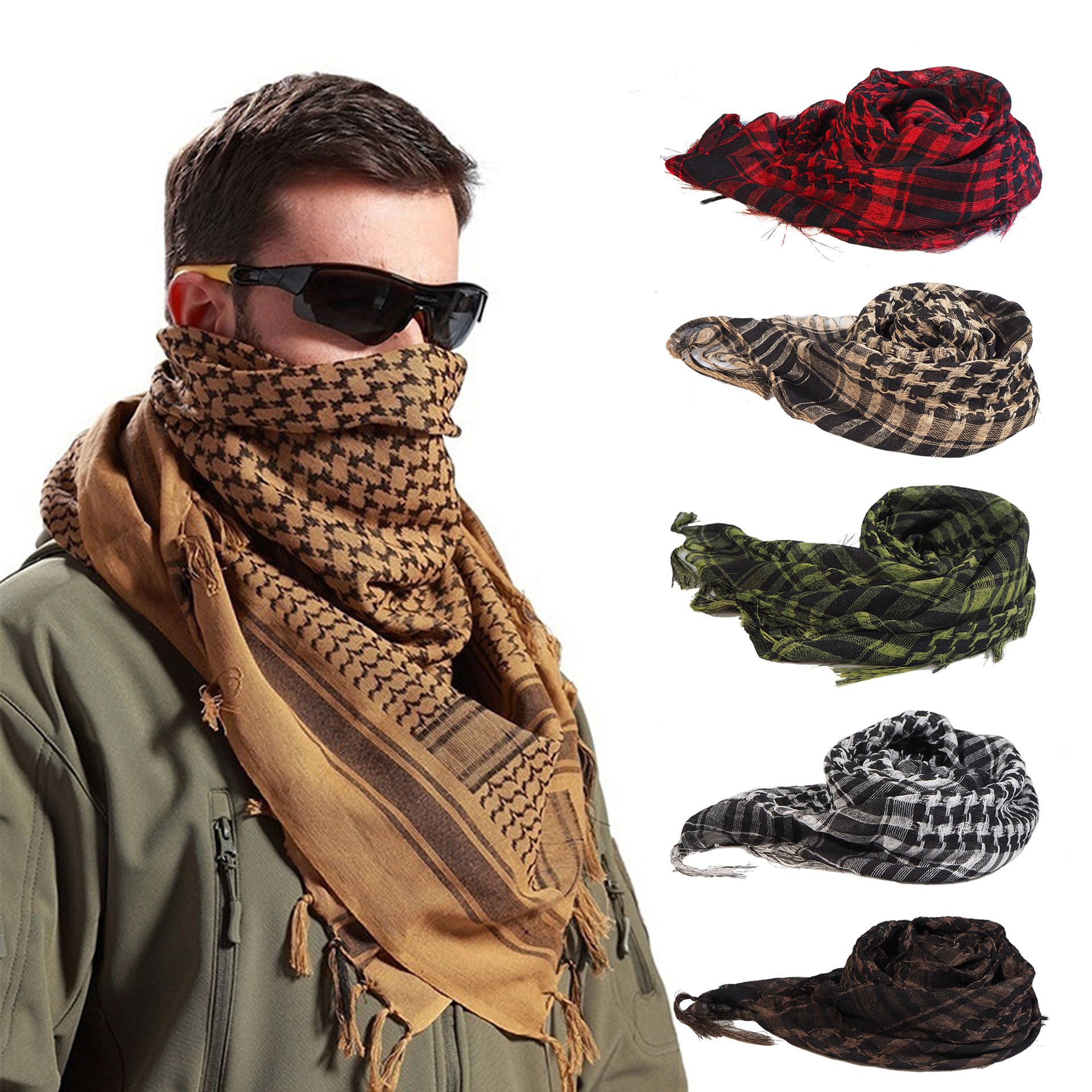 Summer Women Tactical Arab Scarf Men Fashion Lightweight Hijab Scarf Spring Army Plaid Head Scarf Keep Warm 2024 New Hot Sale