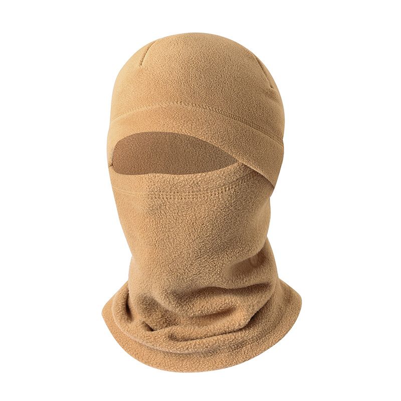 Military enthusiast's fleece warm hat, drawstring scarf, windproof and cold proof with fleece riding mask, ski face towel