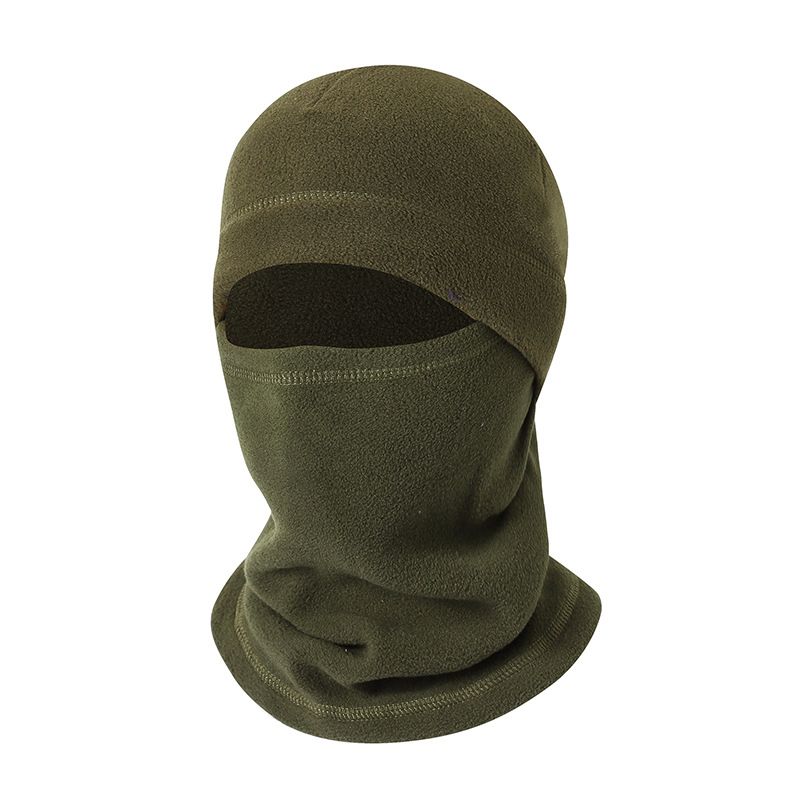 Military enthusiast's fleece warm hat, drawstring scarf, windproof and cold proof with fleece riding mask, ski face towel