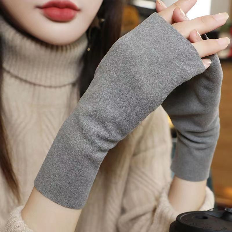 Warm gloves for women in winter, self heating German velvet half finger touch screen with velvet exposed finger gloves