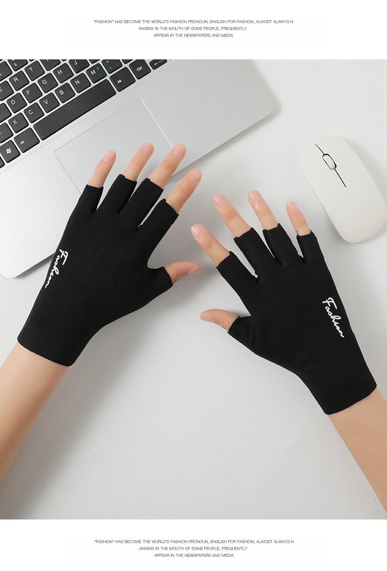 Winter gloves for women, couples, exposed fingers, outdoor cycling, students, typing, velvet warm gloves
