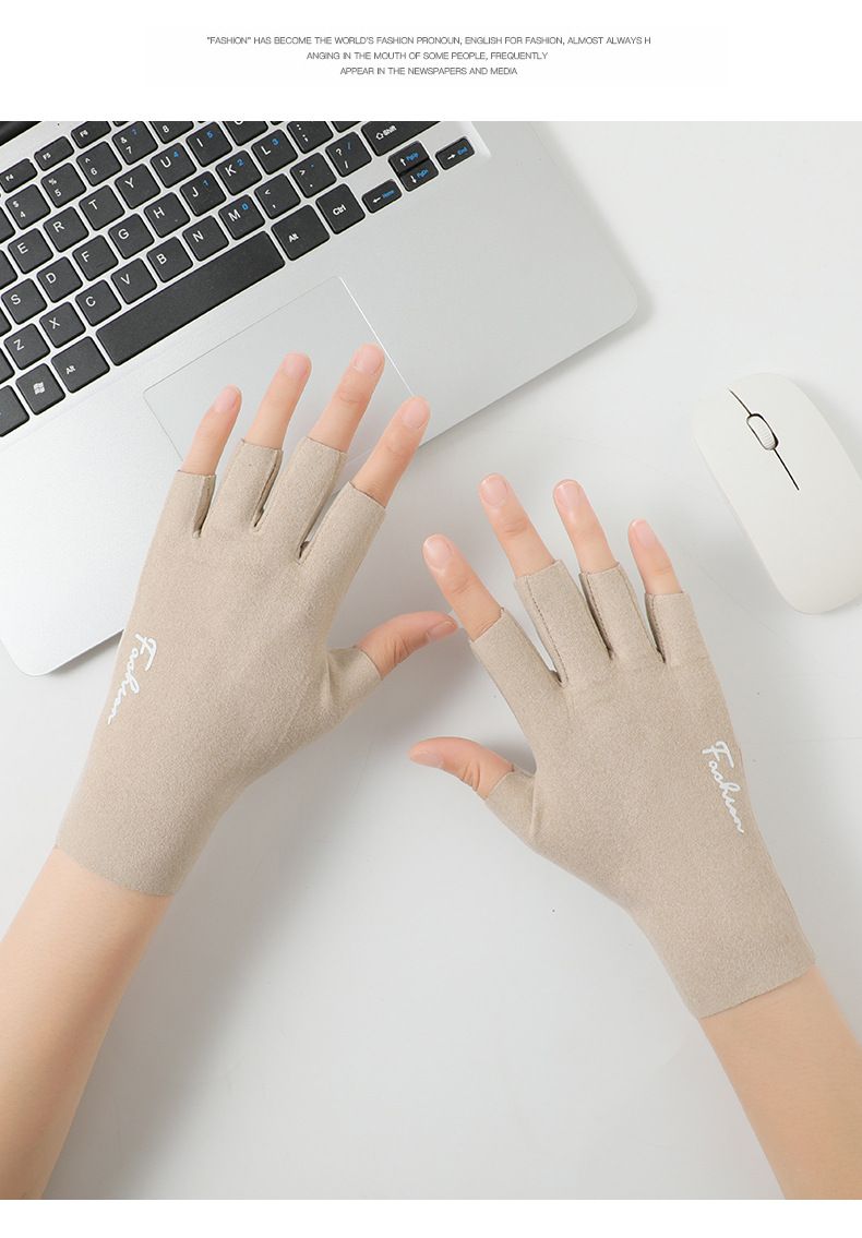 Winter gloves for women, couples, exposed fingers, outdoor cycling, students, typing, velvet warm gloves