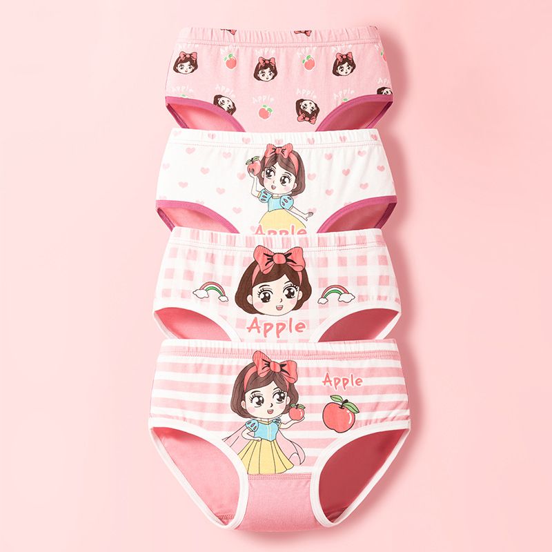 4PCS girls' triangle underwear made of pure cotton for small, medium, and large children, baby girls' shorts made of all cotton