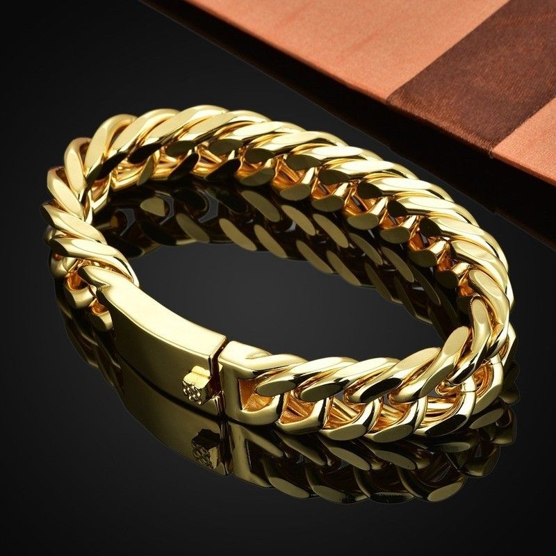 Hot selling bracelets in European and American foreign trade, men's domineering fashion bracelets, Cuban chain bracelets, jewelry