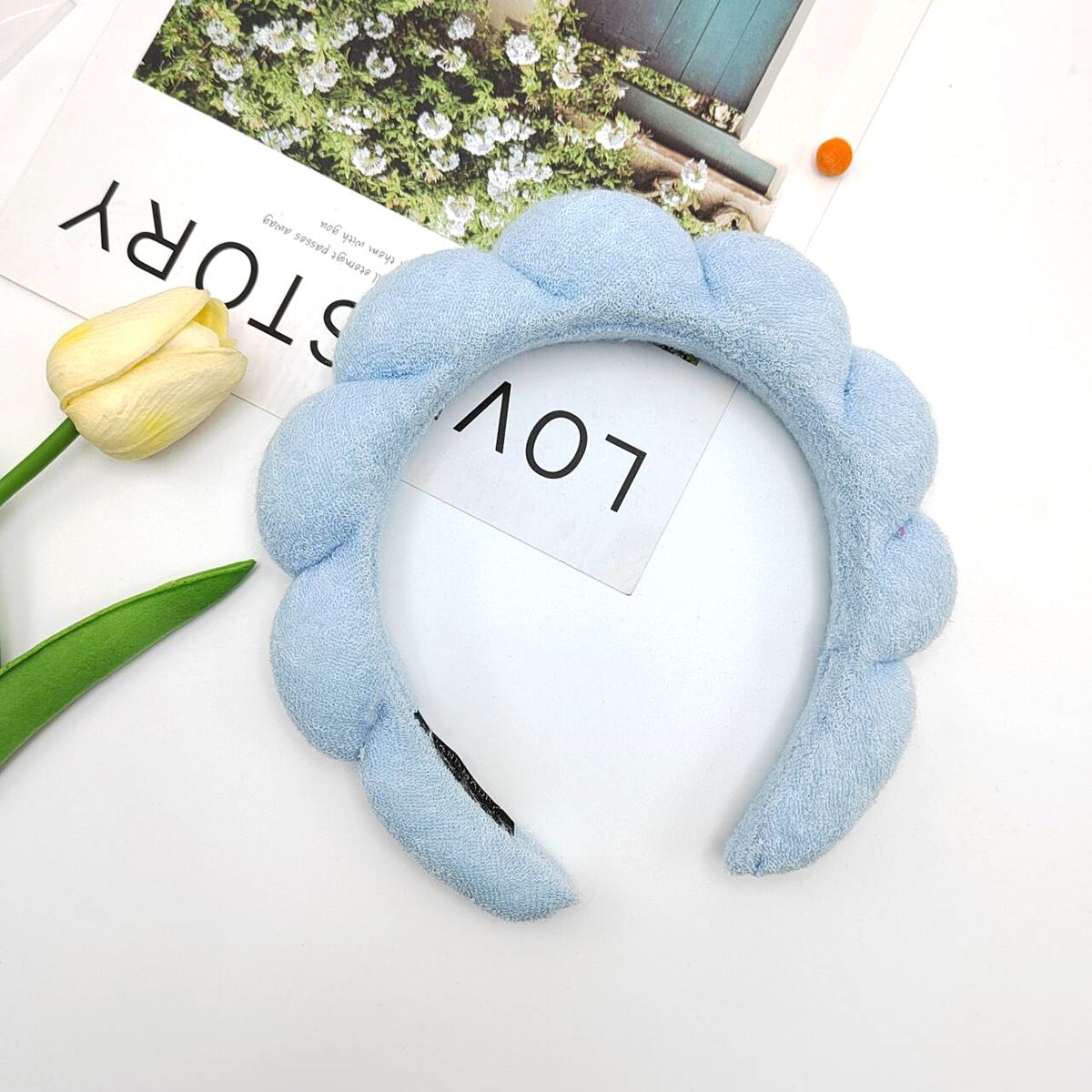 Cross border sponge Fried Dough Twists cloud hair band wholesale women's sweet high-grade towel cloth high skull top wash face band