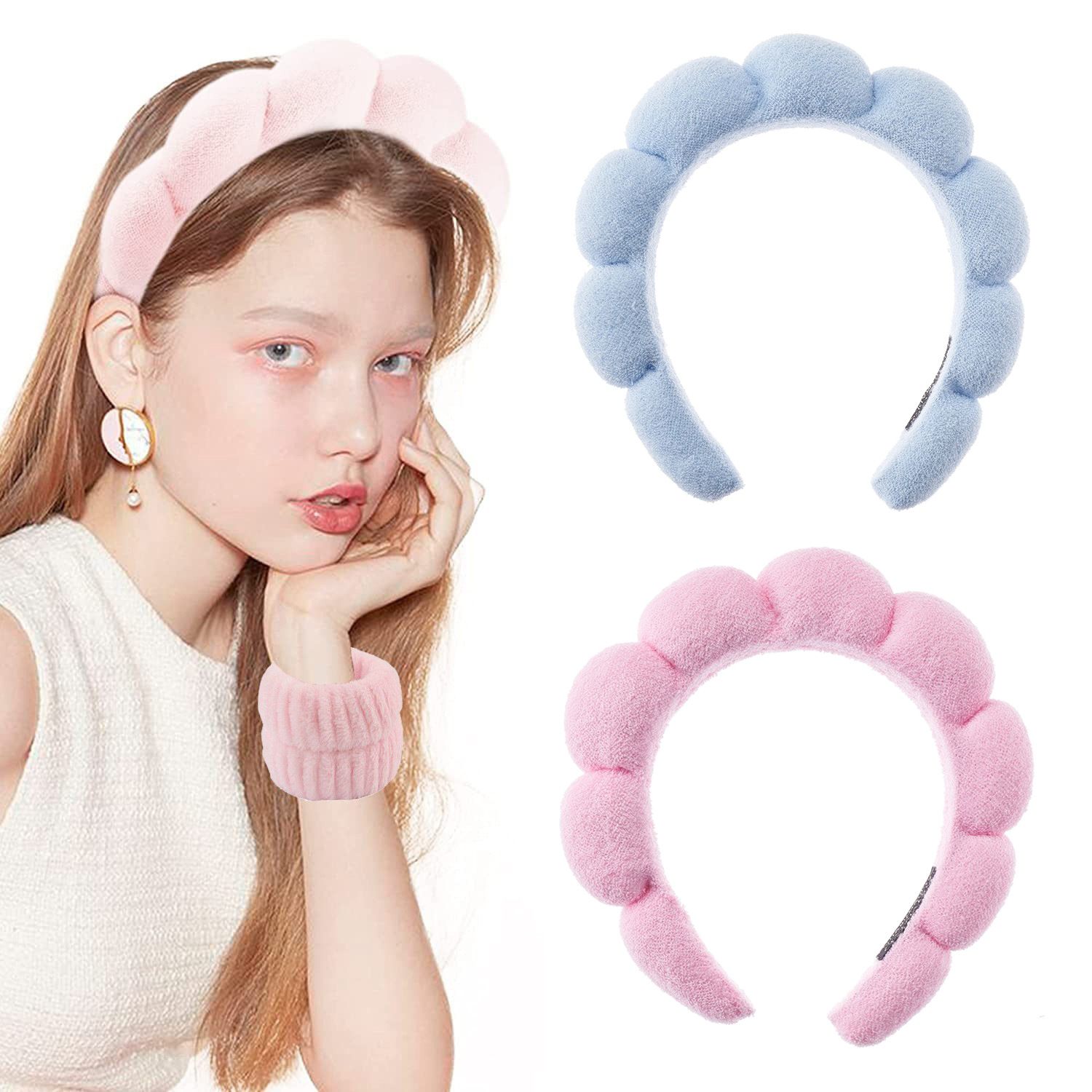 Cross border sponge Fried Dough Twists cloud hair band wholesale women's sweet high-grade towel cloth high skull top wash face band