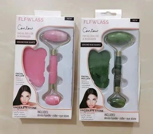 2-piece setResin roller massage wheel jade push massager facial jade roller massager set with scraping board