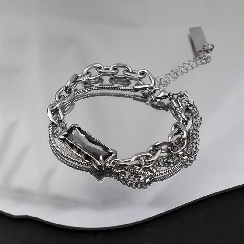 Bracelet for men, trendy Instagram, cool style, niche design, women, light luxury, personality, dark high-end, gray diamond couple, titanium steel bracelet