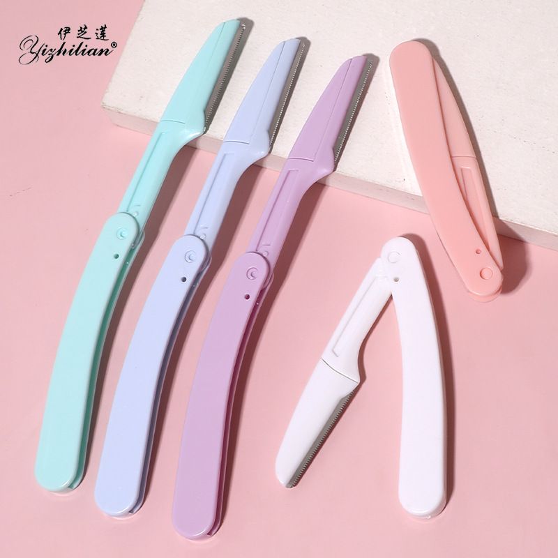 3PCS Folding eyebrow trimmer, stainless steel blade, eyebrow scraper with protective net, macro eyebrow trimmer, eyebrow trimmer view 2